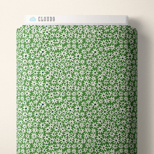 Tiny Daisies - Green - Bohemian Paradise - Maria Galybina - Cloud 9 Fabrics - Poplin - Simplifi Fabric