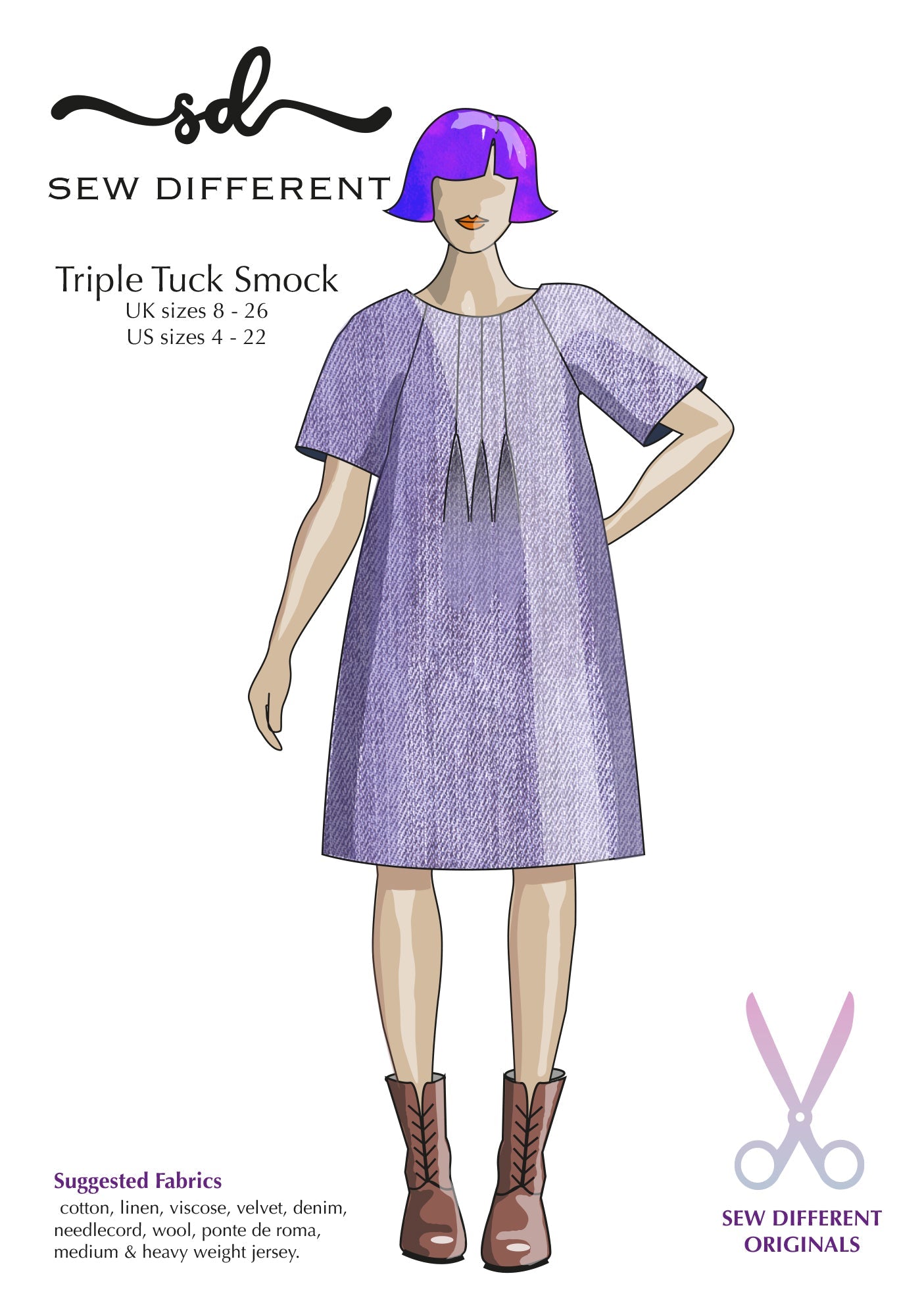 Triple Tuck Smock - Paper Sewing Pattern - Sew Different - Simplifi Fabric