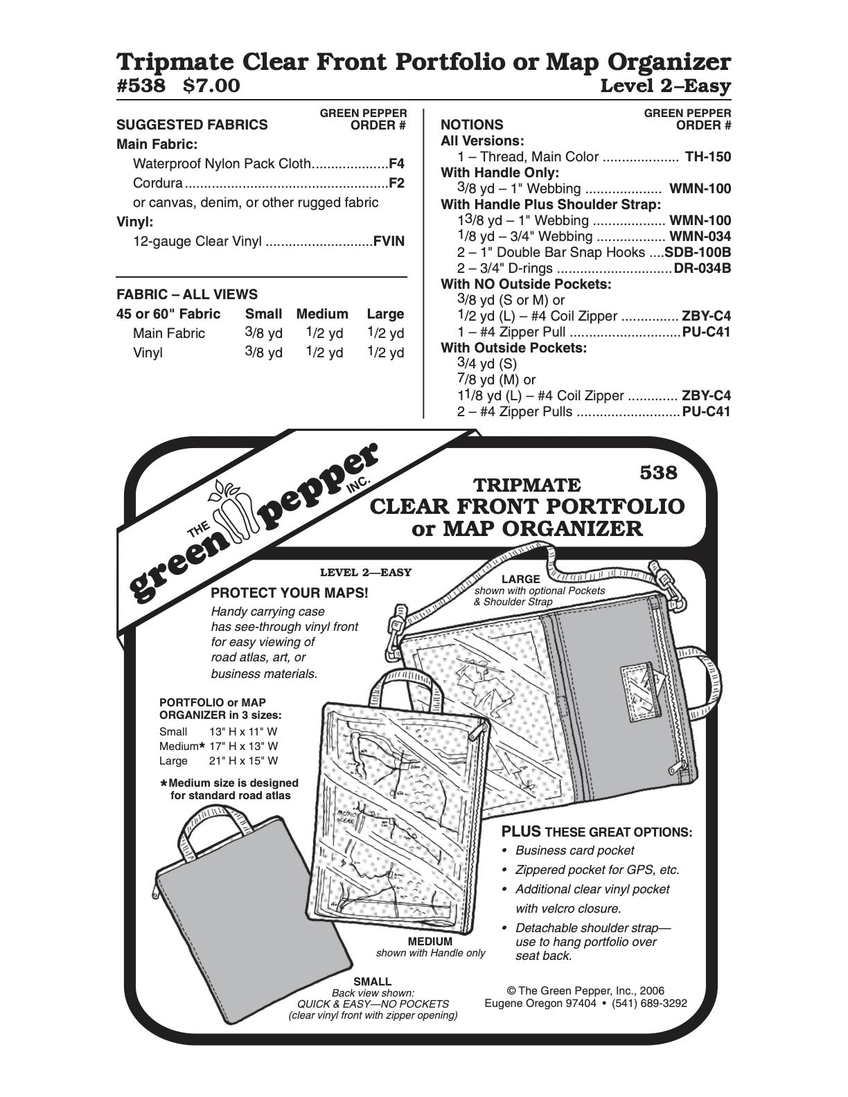 Tripmate Clear Front Portfolio/Atlas Organizer - 538 - The Green Pepper Patterns - Simplifi Fabric