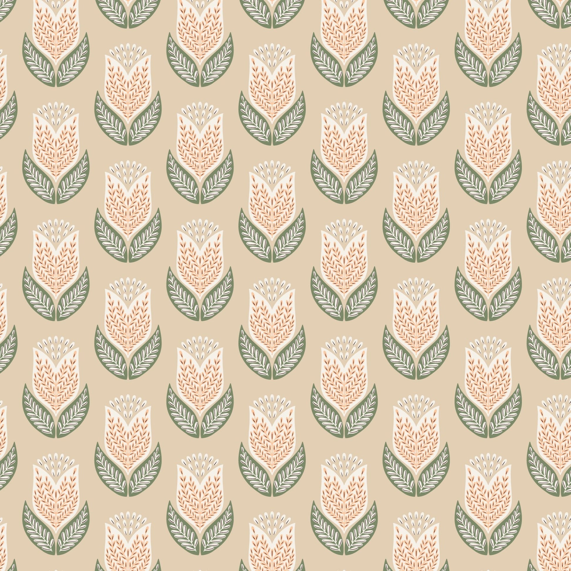 Tulips - Tan - Honey Garden - Juliana Tipton - Cloud 9 Fabrics - Poplin - Simplifi Fabric