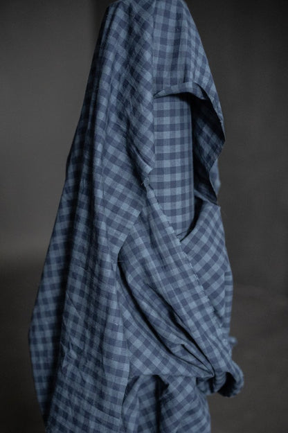 Uniform Blues Organic Cotton Linen Gingham - Merchant & Mills - Simplifi Fabric