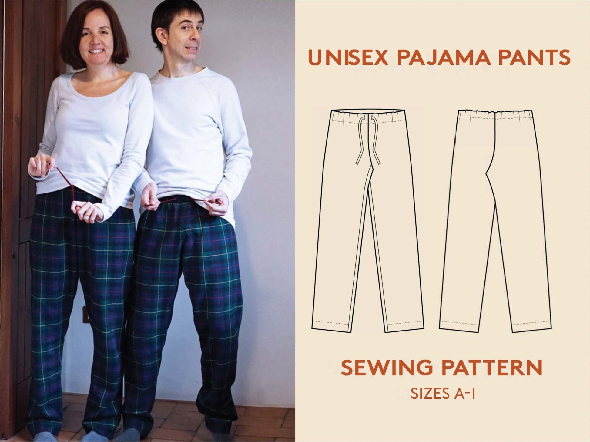 Unisex Pajama Pants Paper Pattern - Wardrobe by Me - Simplifi Fabric