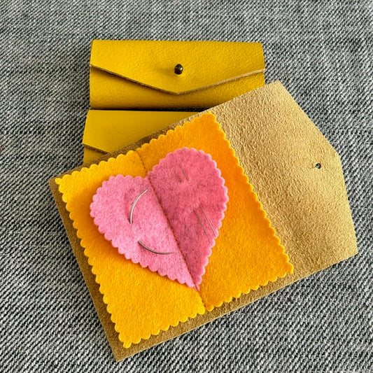 Handmade Needle Wallet - Yellow Leather - Dhurata Davies