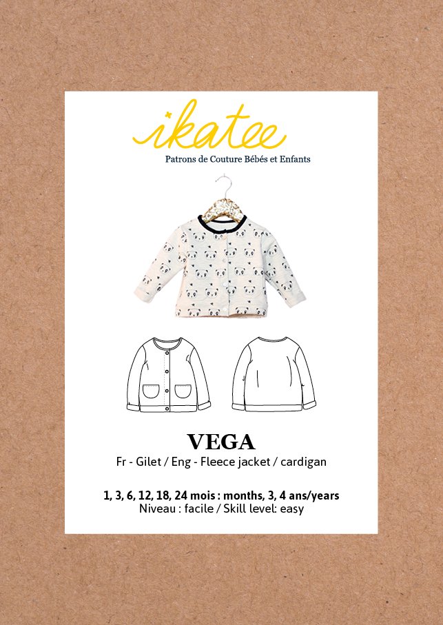 Vega Newborn Fleece Vest Sewing Pattern - Baby 1M/4Y - Ikatee - Simplifi Fabric