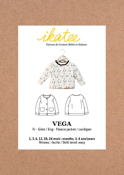 Vega Newborn Fleece Vest Sewing Pattern - Baby 1M/4Y - Ikatee - Simplifi Fabric