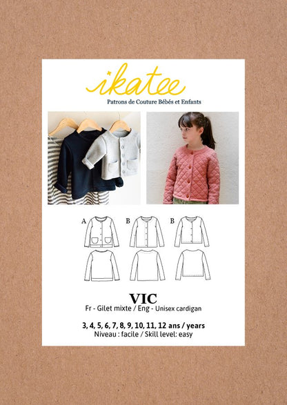 Vic Cardigan Sewing Pattern - Unisex 3/12Y - Ikatee - Simplifi Fabric