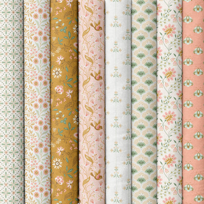 Vivienne - Tan/Turquoise - Vintage Charm - Dots & Glory - Cloud 9 Fabrics - Poplin - Simplifi Fabric