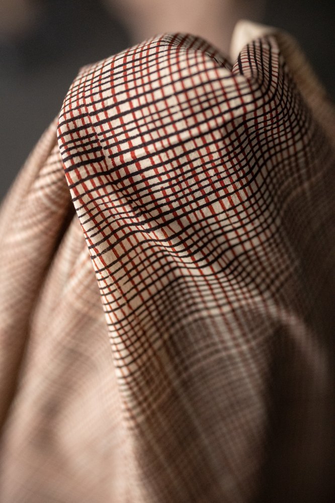 Volt Red Black Indian Block Print Cotton - Merchant & Mills - Simplifi Fabric