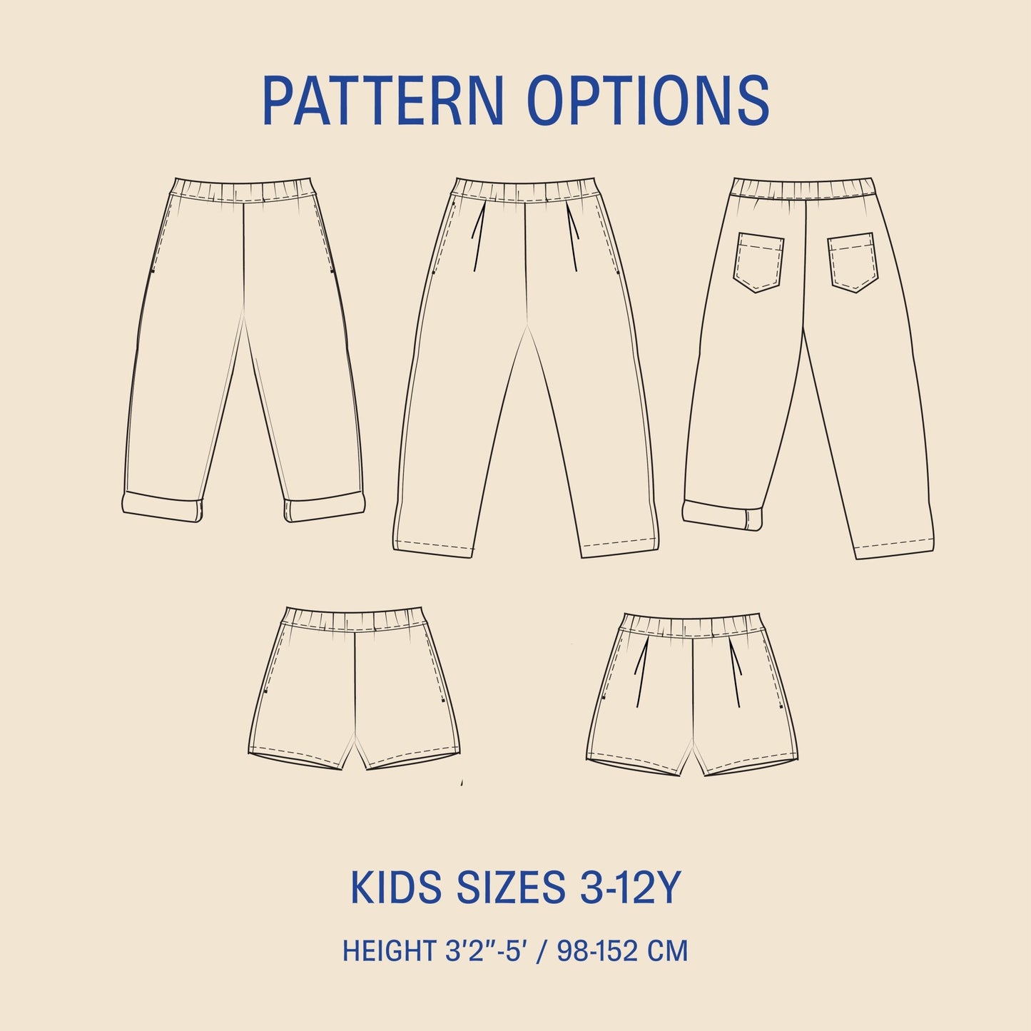Volume Pants Kids' Paper Pattern - Wardrobe by Me - Simplifi Fabric