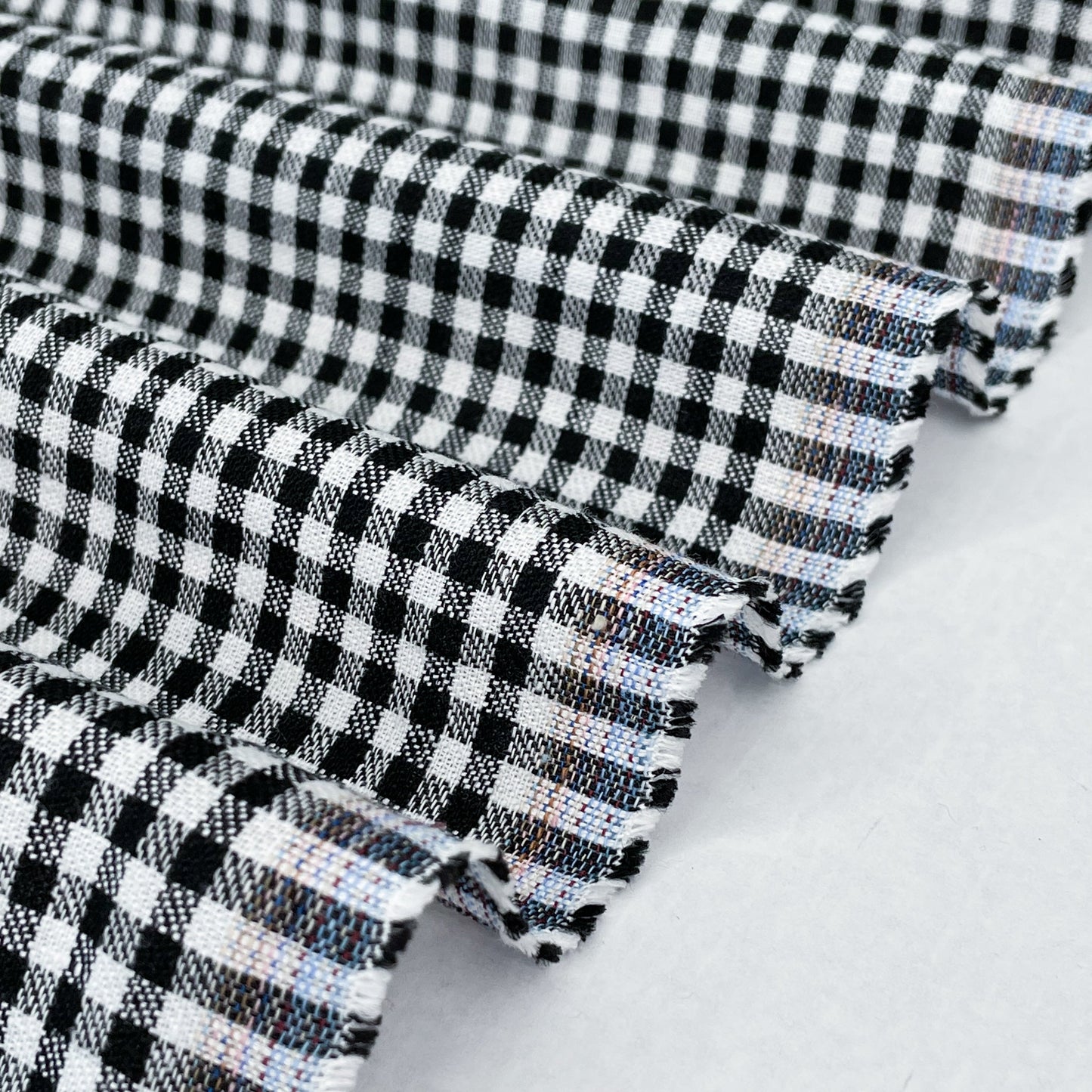 Washed Linen Cotton Check - Black/White - Simplifi Fabric