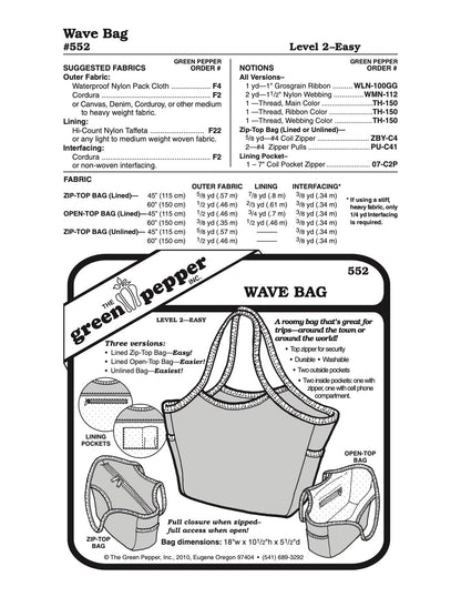 Wave Bag Pattern - 552 - The Green Pepper Patterns - Simplifi Fabric