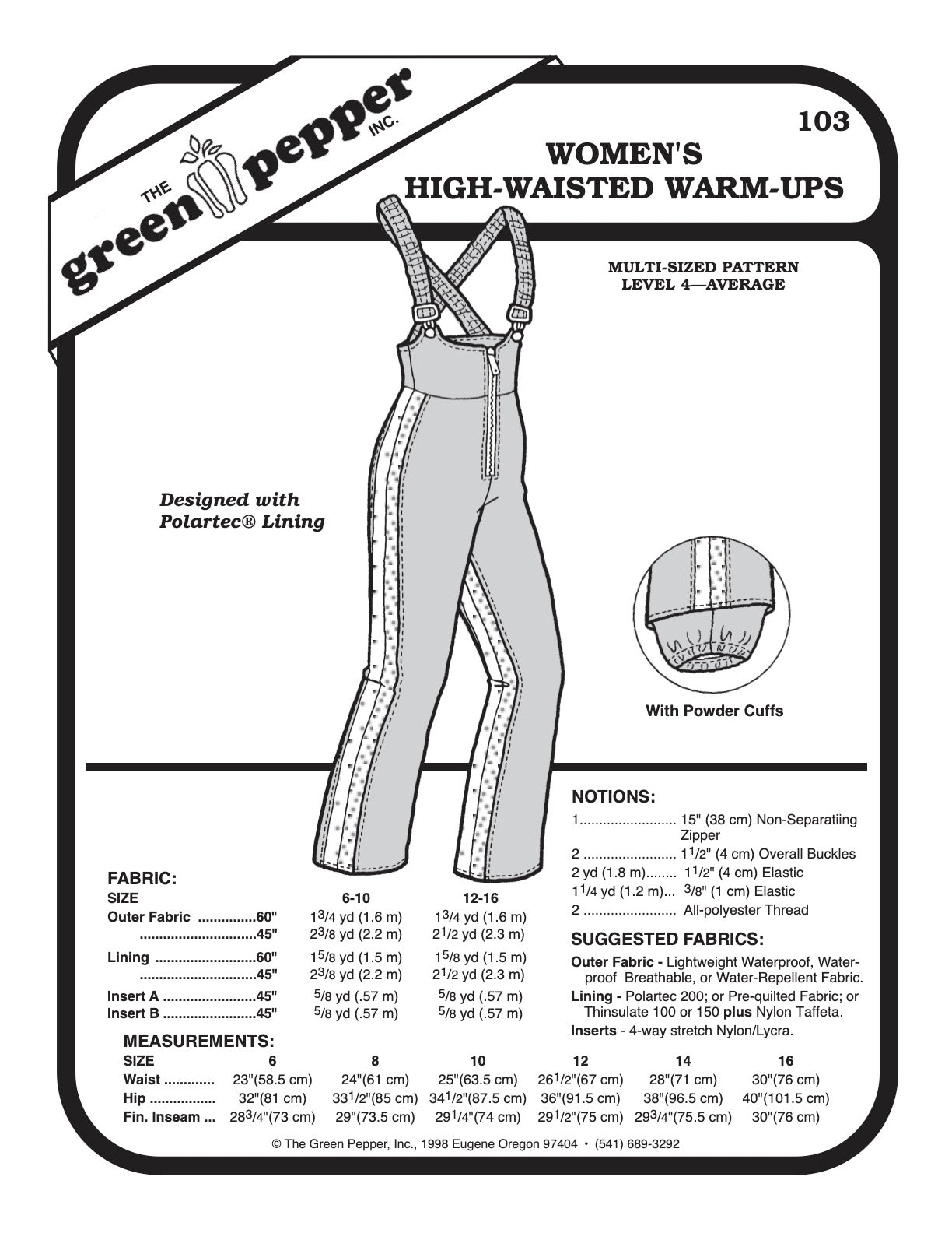 Women’s High Waisted Warm - up Pattern - 103 - The Green Pepper Patterns - Simplifi Fabric