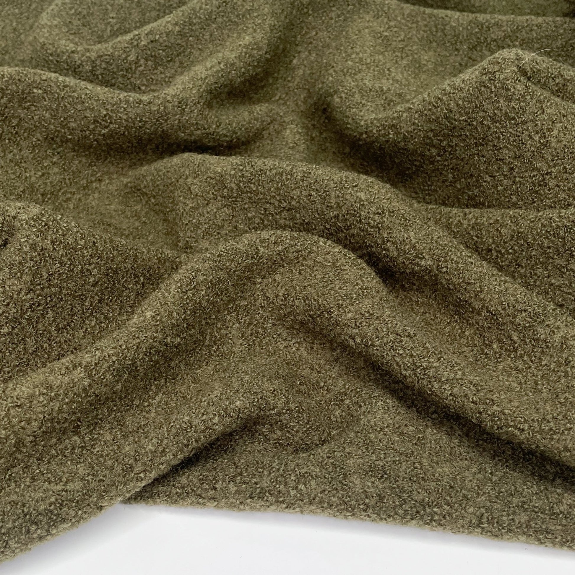 Wool Blend Boucle Coating - Olive - Simplifi Fabric