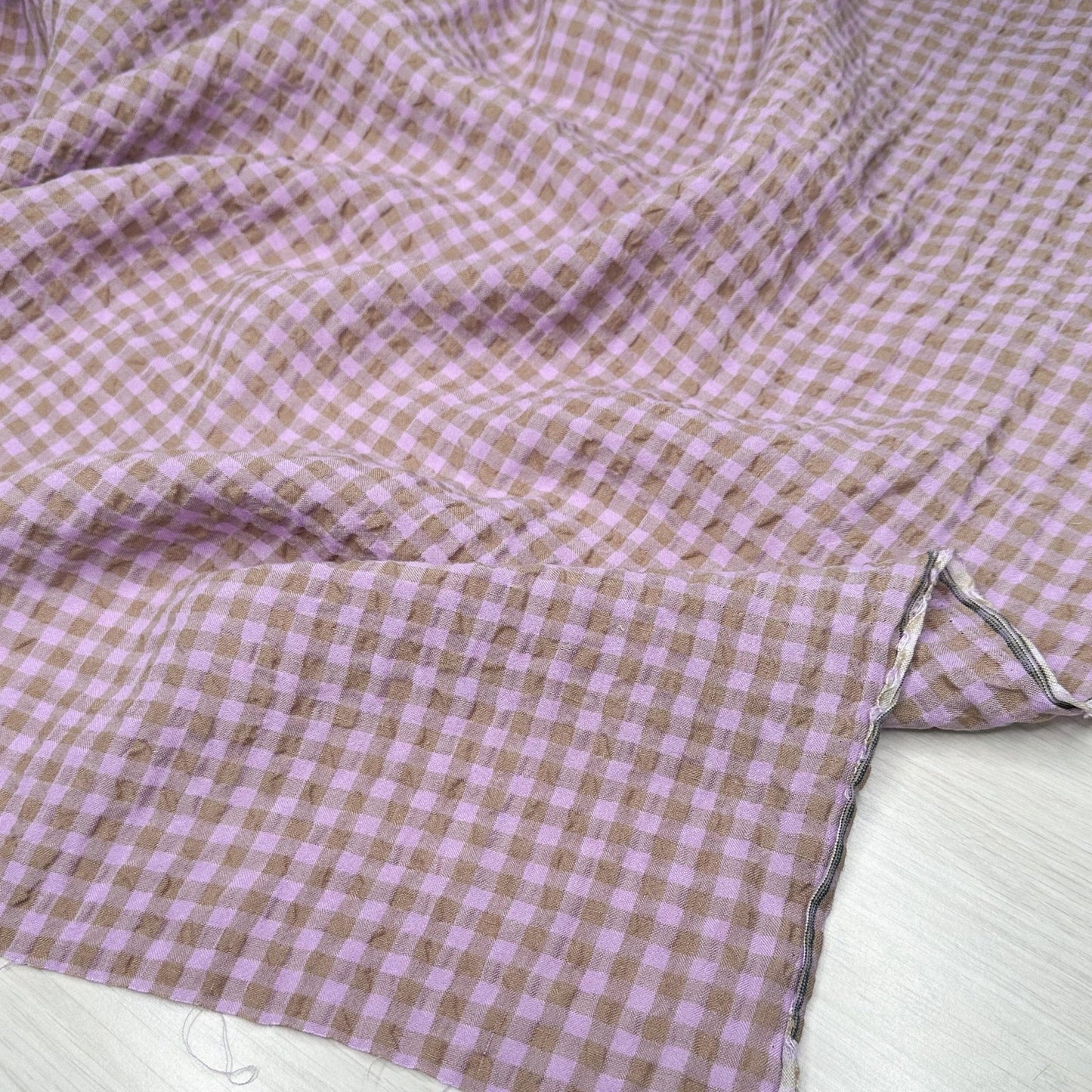 Yarn Dyed Linen Blend Jacquard - Natural/Lilac - Simplifi Fabric