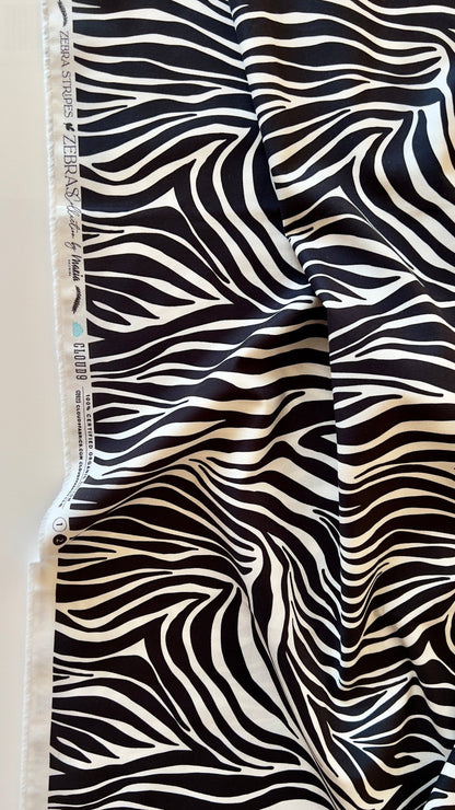 Zebra Stripes Black - Zebras - Maria Galybina - Cloud 9 Fabrics - Poplin - Simplifi Fabric