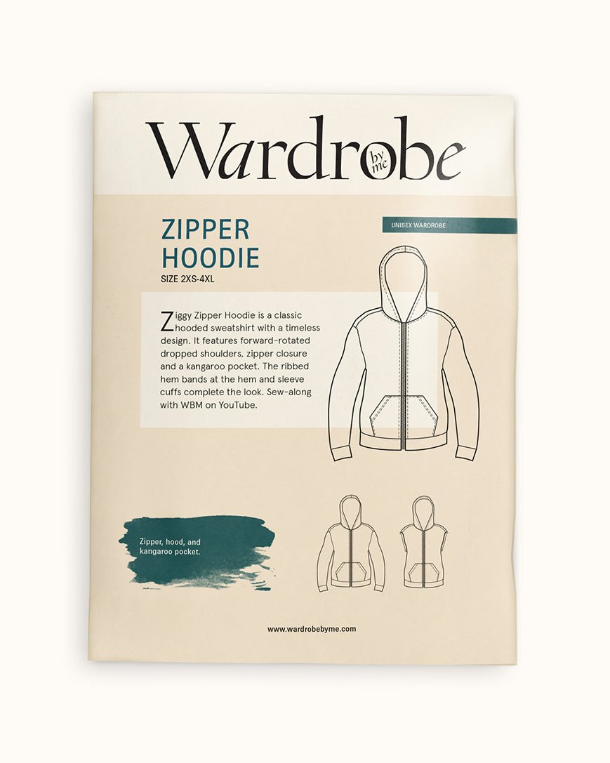 Zipper Hoodie Unisex Paper Pattern - Wardrobe by Me - Simplifi Fabric