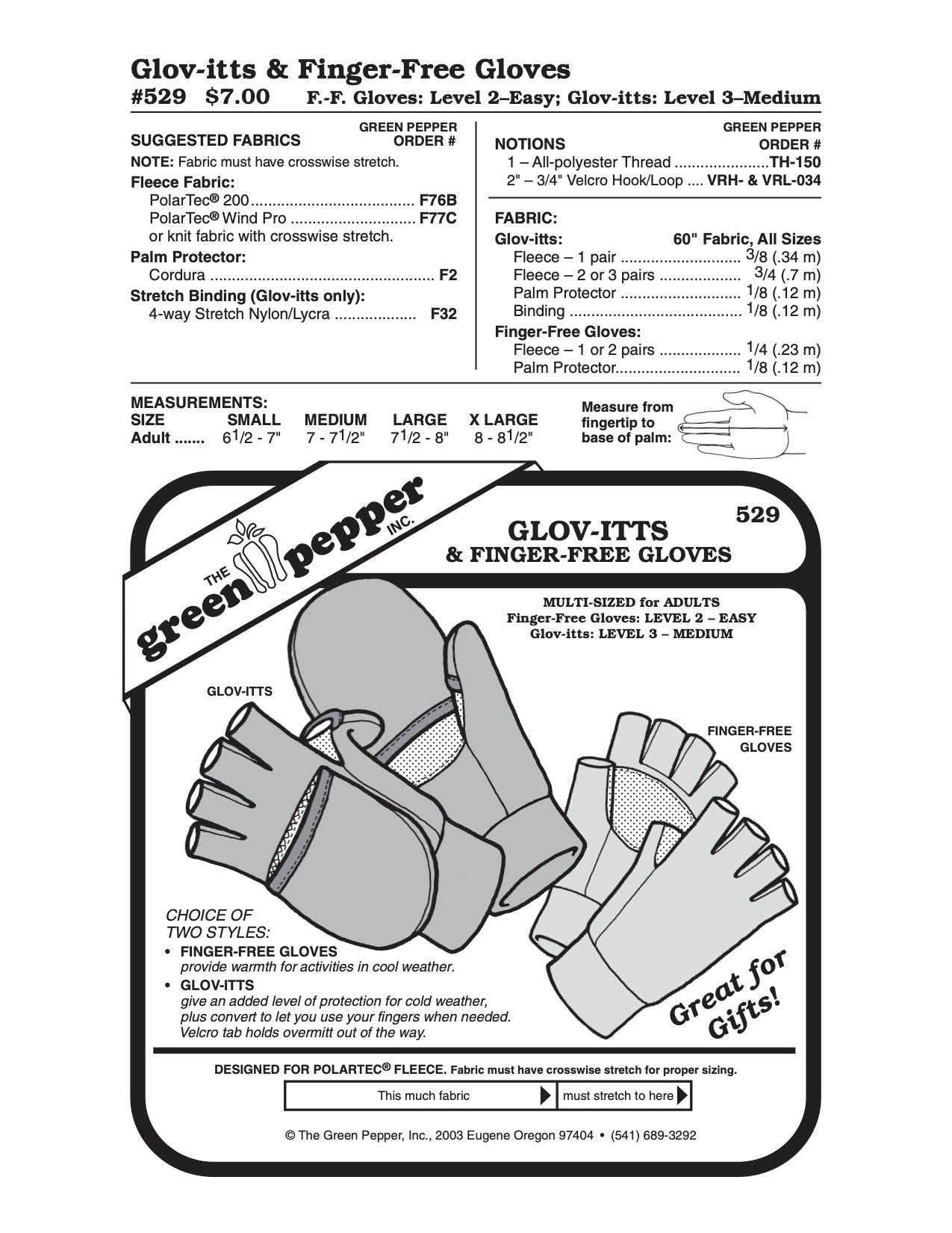 Glov-itts or Finger-Free Gloves Pattern - 529 - The Green Pepper Patterns