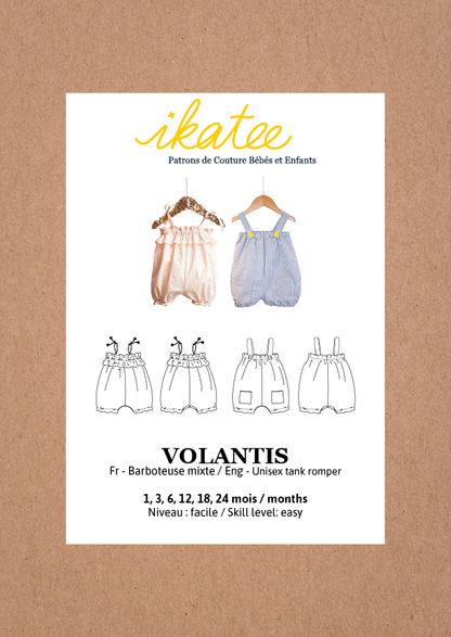 Volantis Tank Romper Sewing Pattern- Baby 1/24M - Ikatee